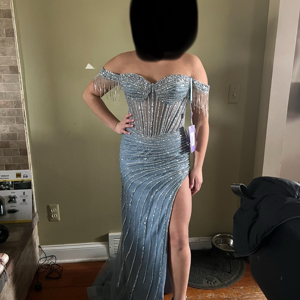 Stunning Silver Off-Shoulder Prom Dress
